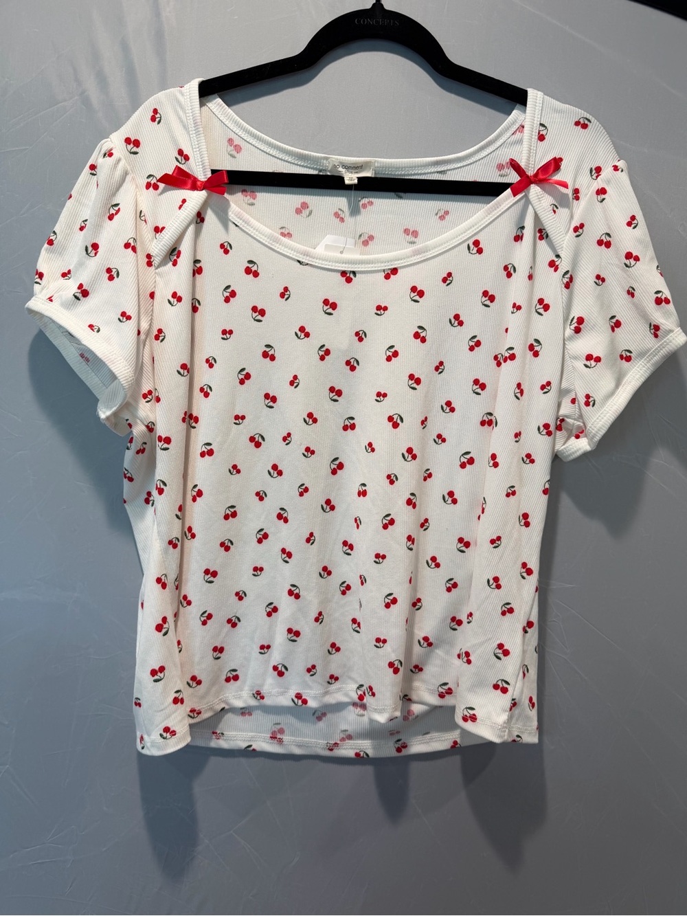No Comment Plus Cherry Print Ribbed Tee Size 3X